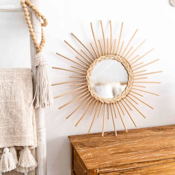 rattan spiegel sonne