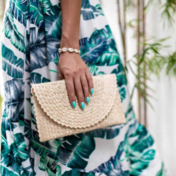 torebka kopertowka pleciona recznie robiona bali