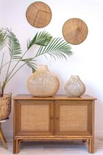 gruszka abazur rattan z bali pleciony