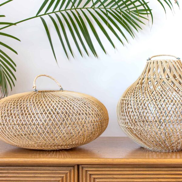 gruszka lampa rattan okragla z bali