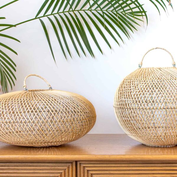 kulka lampa rattan okragla z bali