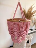 holzperlen kronleuchter pink m