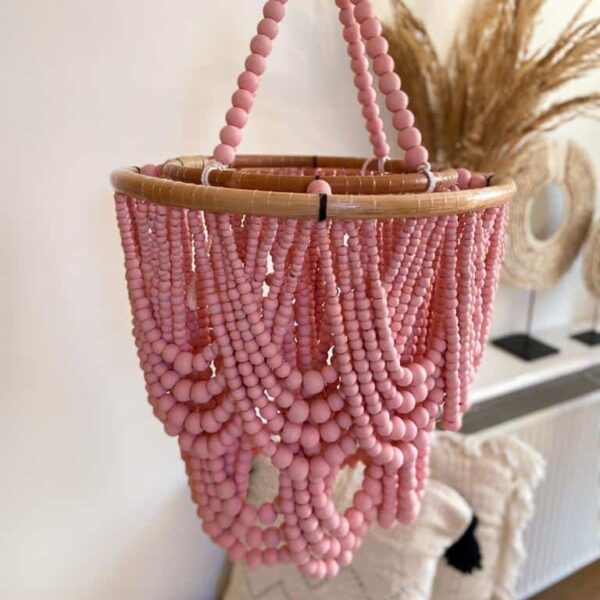holzperlen kronleuchter pink m