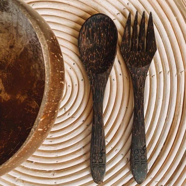 sztucce kokosowe lyzka widelec z kokosa