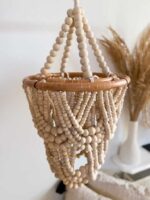 holzperlen kronleuchter beige m