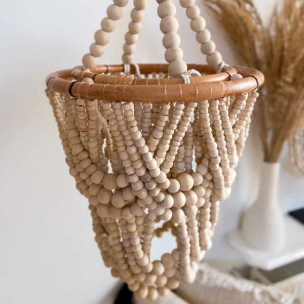 holzperlen kronleuchter beige m