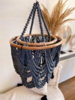 holzperlen kronleuchter marine l