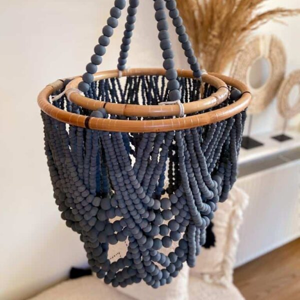 holzperlen kronleuchter marine l