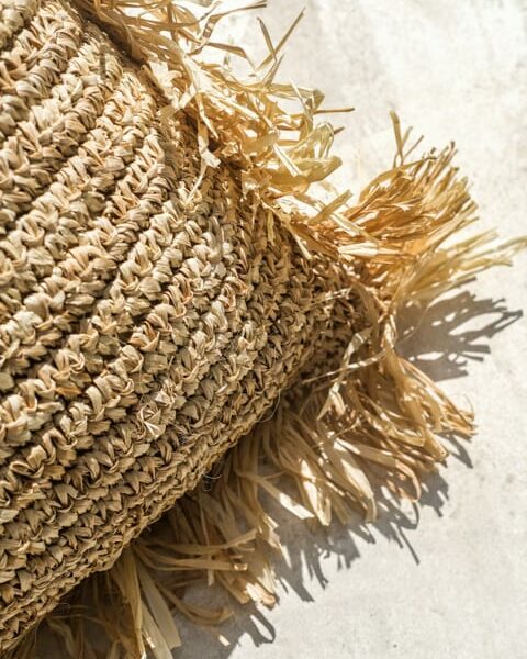 geflochtene raffia kissenbezug m 3