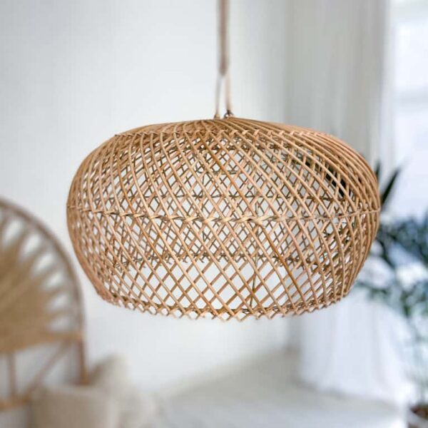 boho rattan lampe plat 22x40