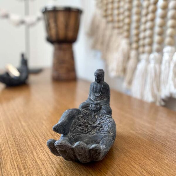 raeucherstaebchenhalter hand buddha grafit 24