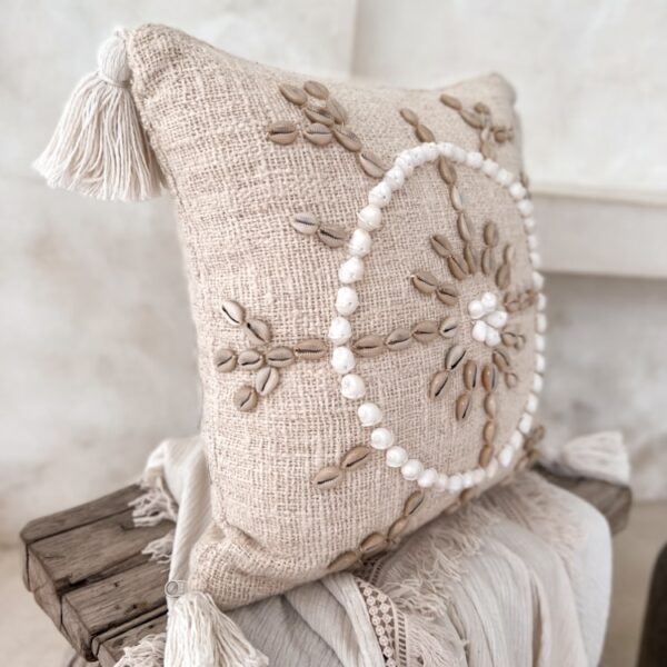 boho kissenbezug mit muscheln nur 2