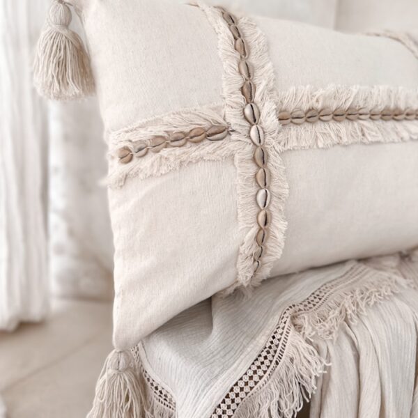 rechteckige boho kissenbezug mit muscheln emi