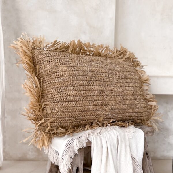 rechteckige raffia kissenbezug 2