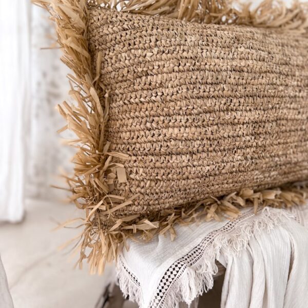 rechteckige raffia kissenbezug