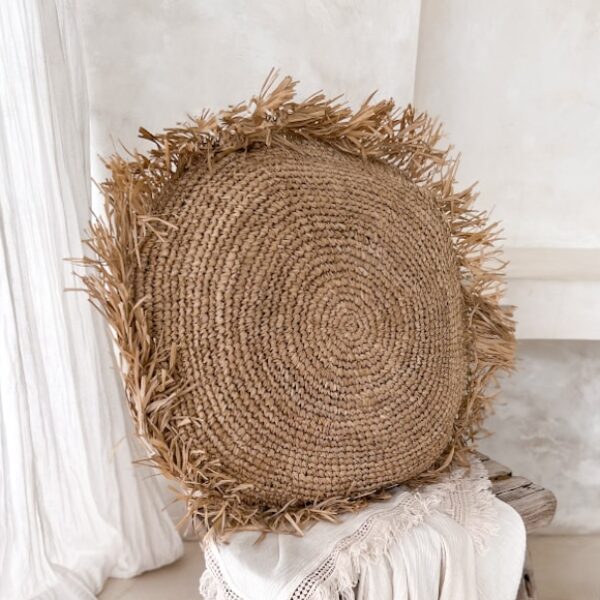 runde raffia kissenbezug l