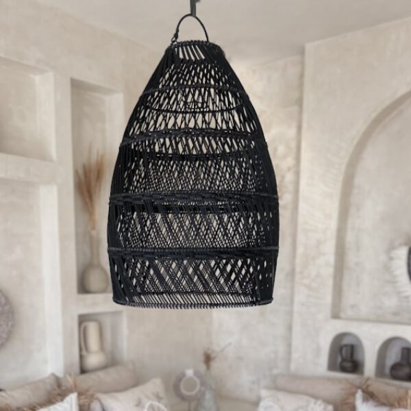 boho rattan lampe suren schwarz s 45x30 3
