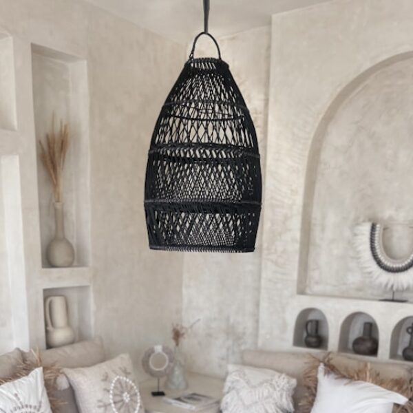 boho rattan lampe suren schwarz s 45x30 5