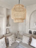 boho rattan lampe tabung mini 30x35