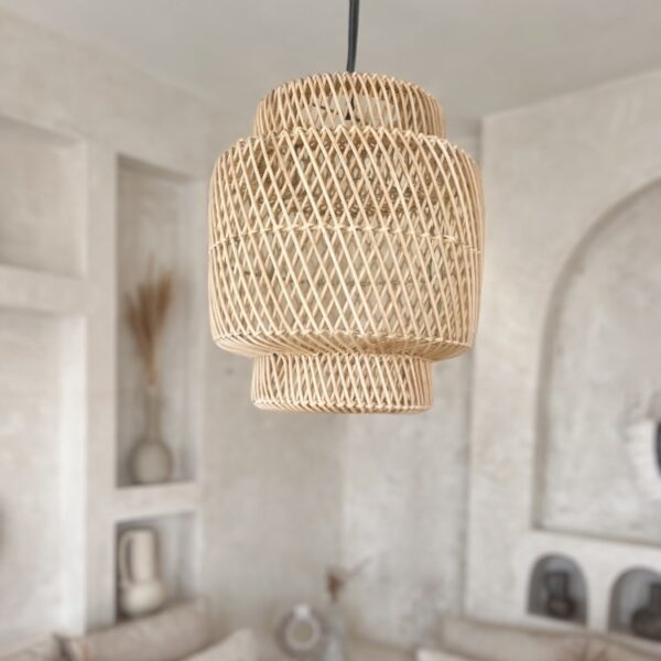 boho rattan lampe tabung mini 30x35