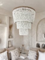 holzperlen kronleuchter weiss indah