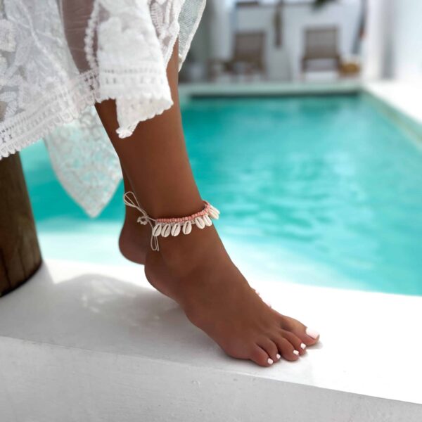 muschel fusskette kelam pfirsichfarbenes