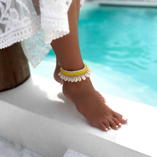 muschel fusskette mimi gelb