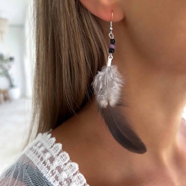 ohrringe mit schwarzen federn boho nel