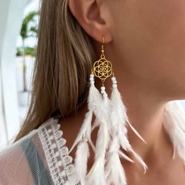 ohrringe mit weissen federn boho mia