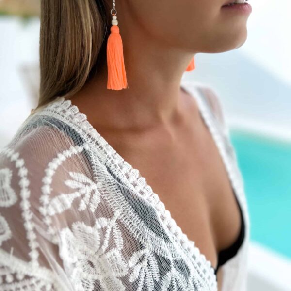 quasten ohrringe boho kami orange