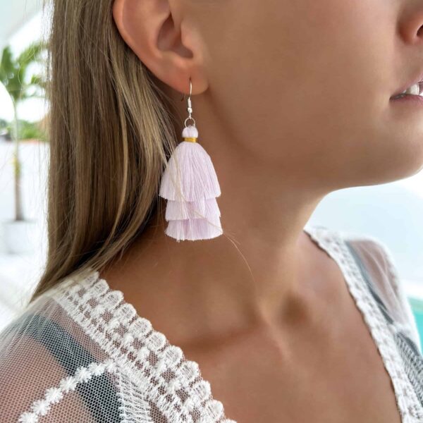 quasten ohrringe boho sisi lila