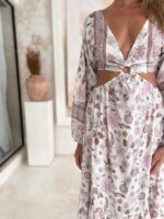 sommerkleid lang boho swing beige 5