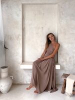 sommerkleid lang maxi beige 2