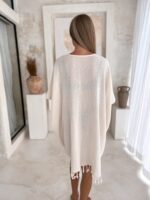 Spitzenüberwurf Strandkleid aus Hanf Creme