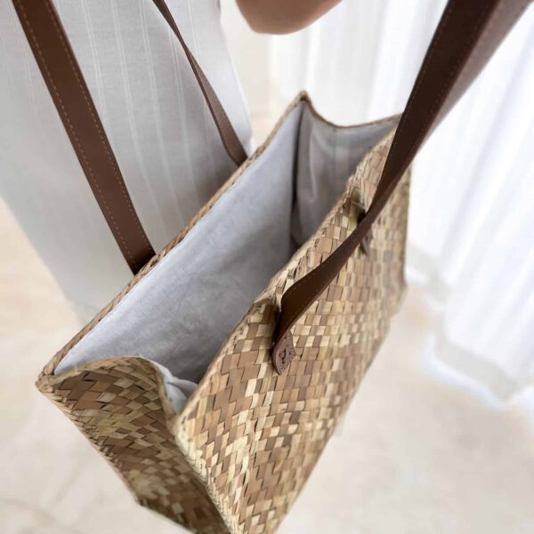 torebka shoperka w pepitke brazowa 5.jpg